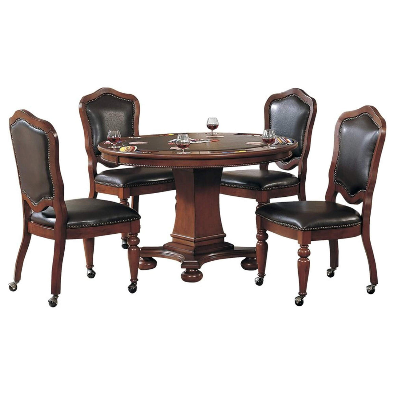 Sunset Trading 5 Piece Bellagio 48" Round Dining and Poker Table Set with Reversible Game Top - hero view