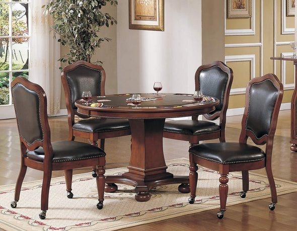 Sunset Trading Bellagio 5 piece 48" Round Dining and Poker Table Set with Reversible Game Top - The Bar Warehouse