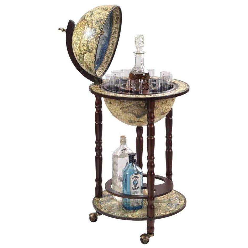 Italian-Style World Map Cocktail Bar Steamer Trunk - WL4001 - Design Toscano