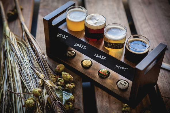 Legacy- Craft Beer Flight Beverage Sampler, (Acacia Wood) - The Bar Warehouse