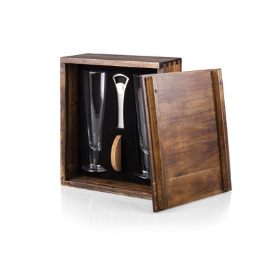 Legacy- Pilsner Beer Glass Gift Set, (Acacia Wood) - The Bar Warehouse