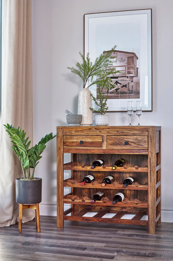 Coaster Furniture 2-Drawer Wine Cabinet Natural Sheesham