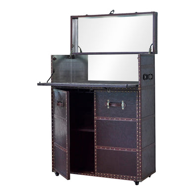 Coaster Furniture 2-Door Upholstered Bar Cabinet Dark Brown