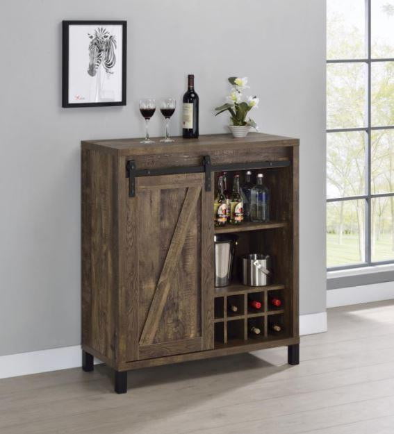 Coaster Furniture Bar Cabinet With Sliding Door Rustic Oak - The Bar Warehouse