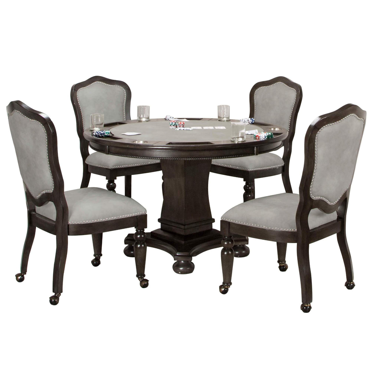 Sunset Trading 5 Piece Vegas 48" Round Dining and Poker Table Set with Reversible Game Top - hero view