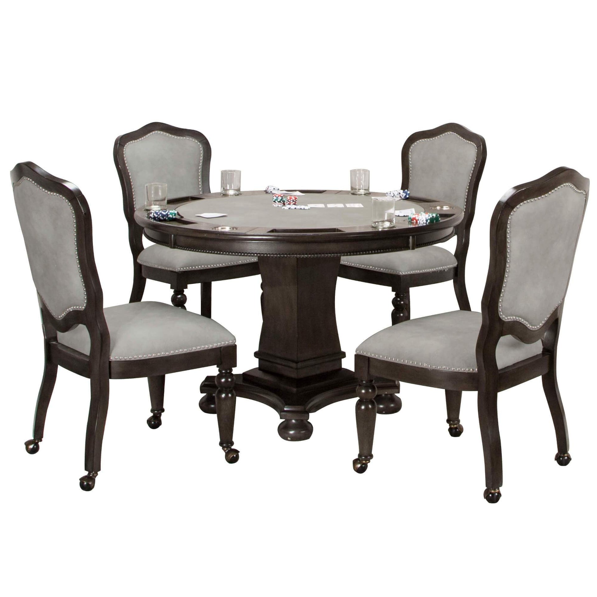 Sunset Trading 5 Piece Vegas 48" Round Dining and Poker Table Set with Reversible Game Top - hero view