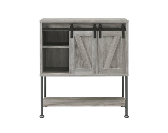 Coaster Furniture Sliding Door Bar Cabinet With Lower Shelf Grey Driftwood