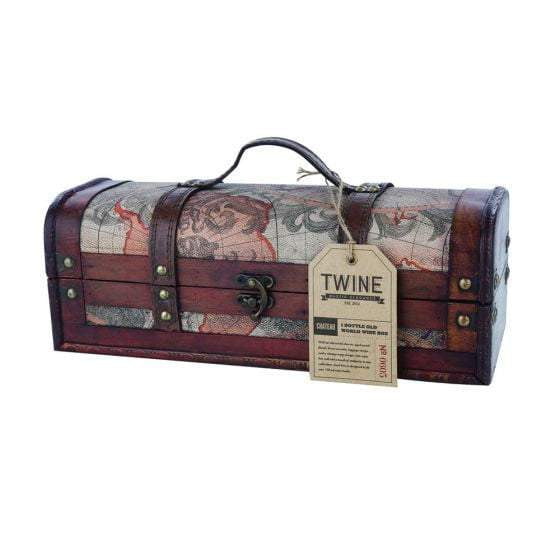 Old World Wood Wine Box by Twine - alternate angle