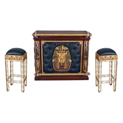 The Altar of Tenenit: Egyptian Bar with Two Barstools - The Bar Warehouse