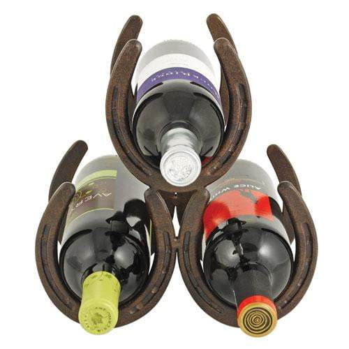 HORSESHOE 3 BOTTLE METAL WINE RACK BY FOSTER & RYE - The Bar Warehouse