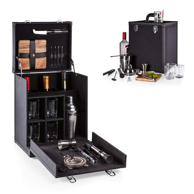 Picnic Time- Hamilton Portable Cocktail Bar, (Black) - The Bar Warehouse