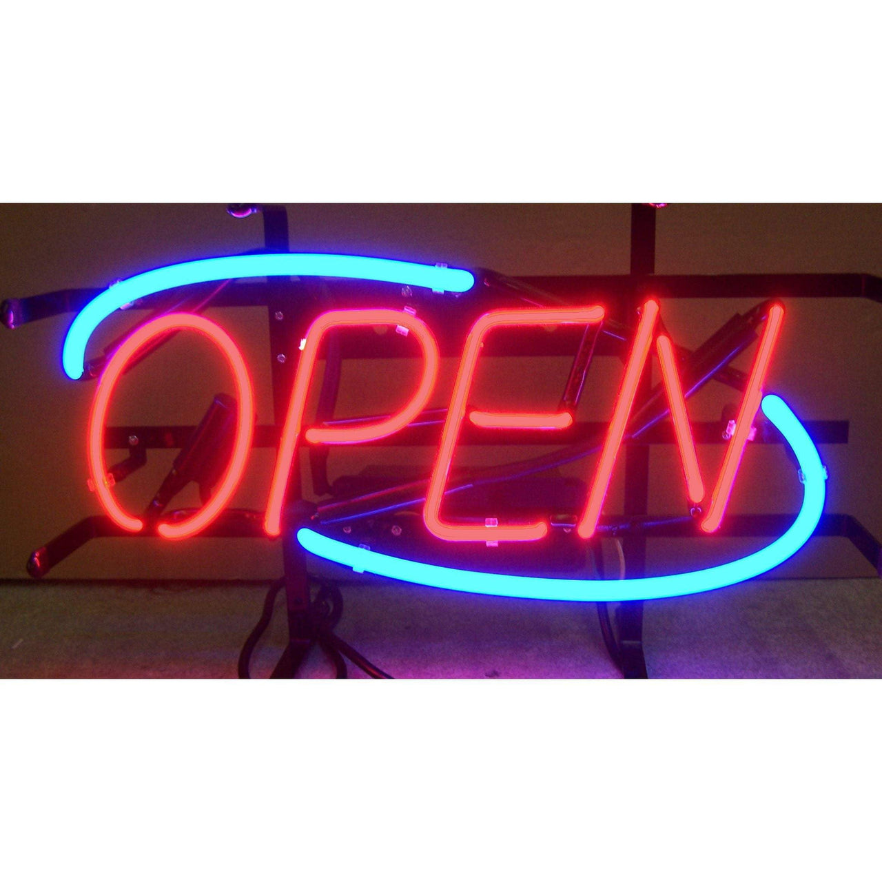 NEONETICS Open Blue Border Neon Sign illuminated neon sign