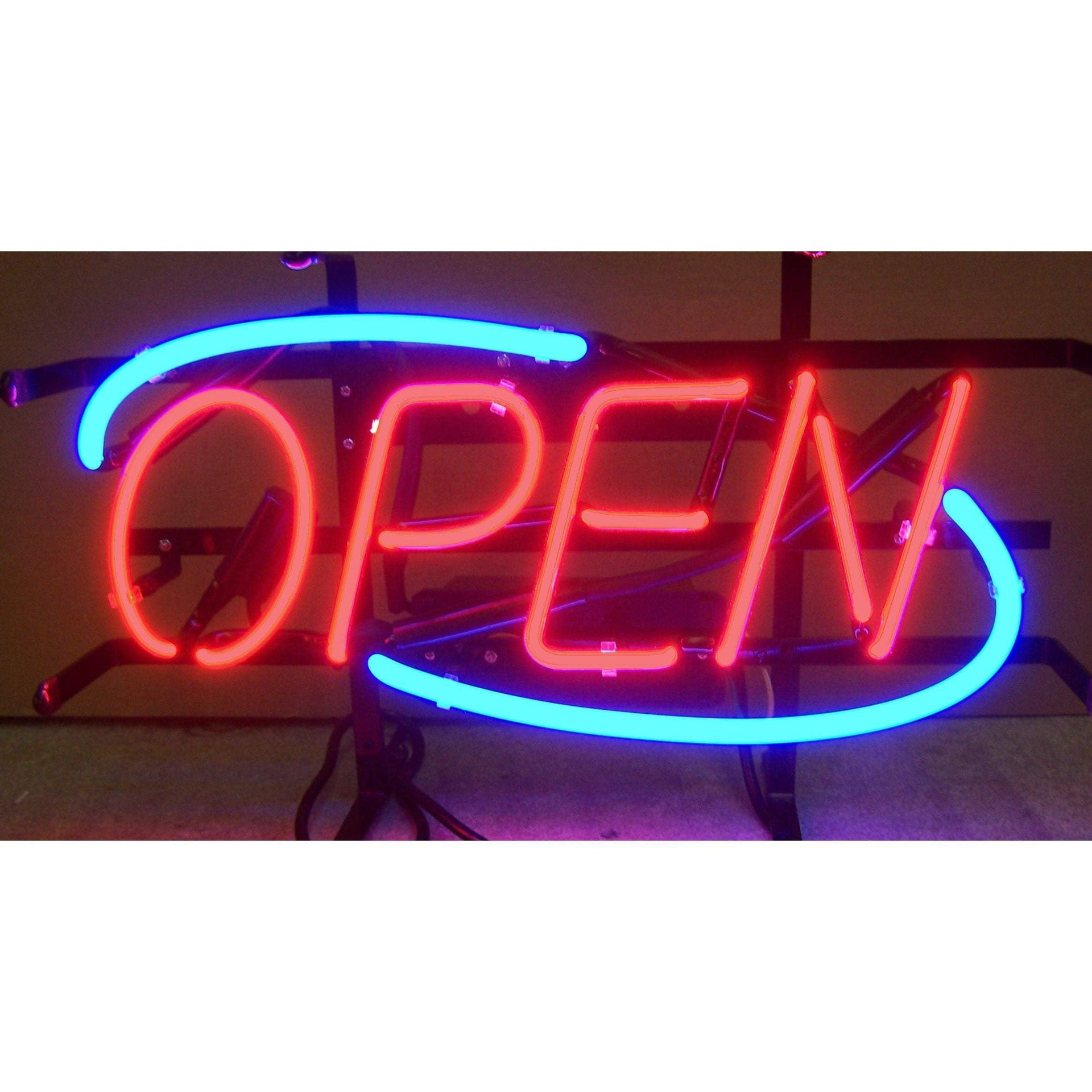 NEONETICS Open Blue Border Neon Sign illuminated neon sign