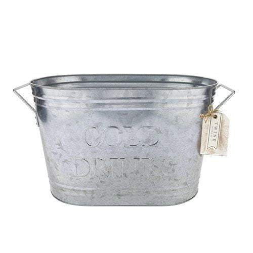 Cold Drinks Galvanized Metal Tub by Twine - detail view