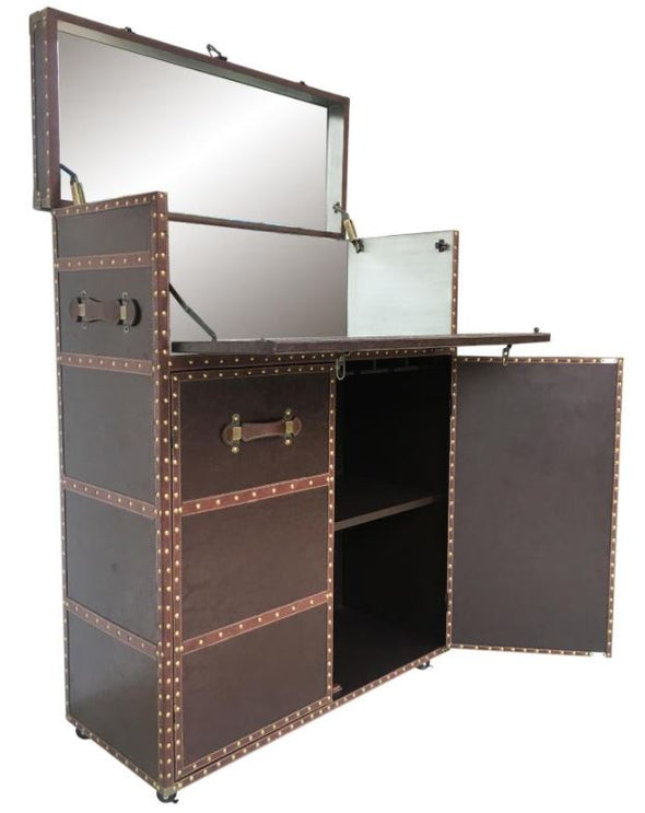 Coaster Furniture 2-Door Upholstered Bar Cabinet Dark Brown