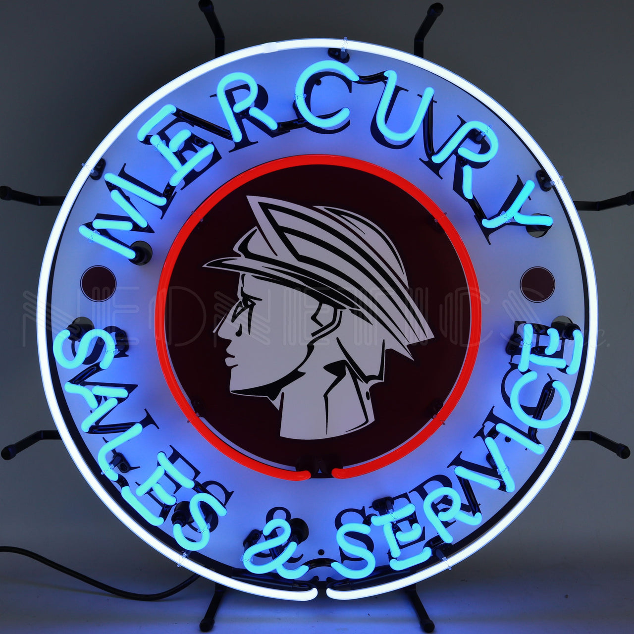 NEONETICS Mercury Sales and Service Neon Sign illuminated neon sign