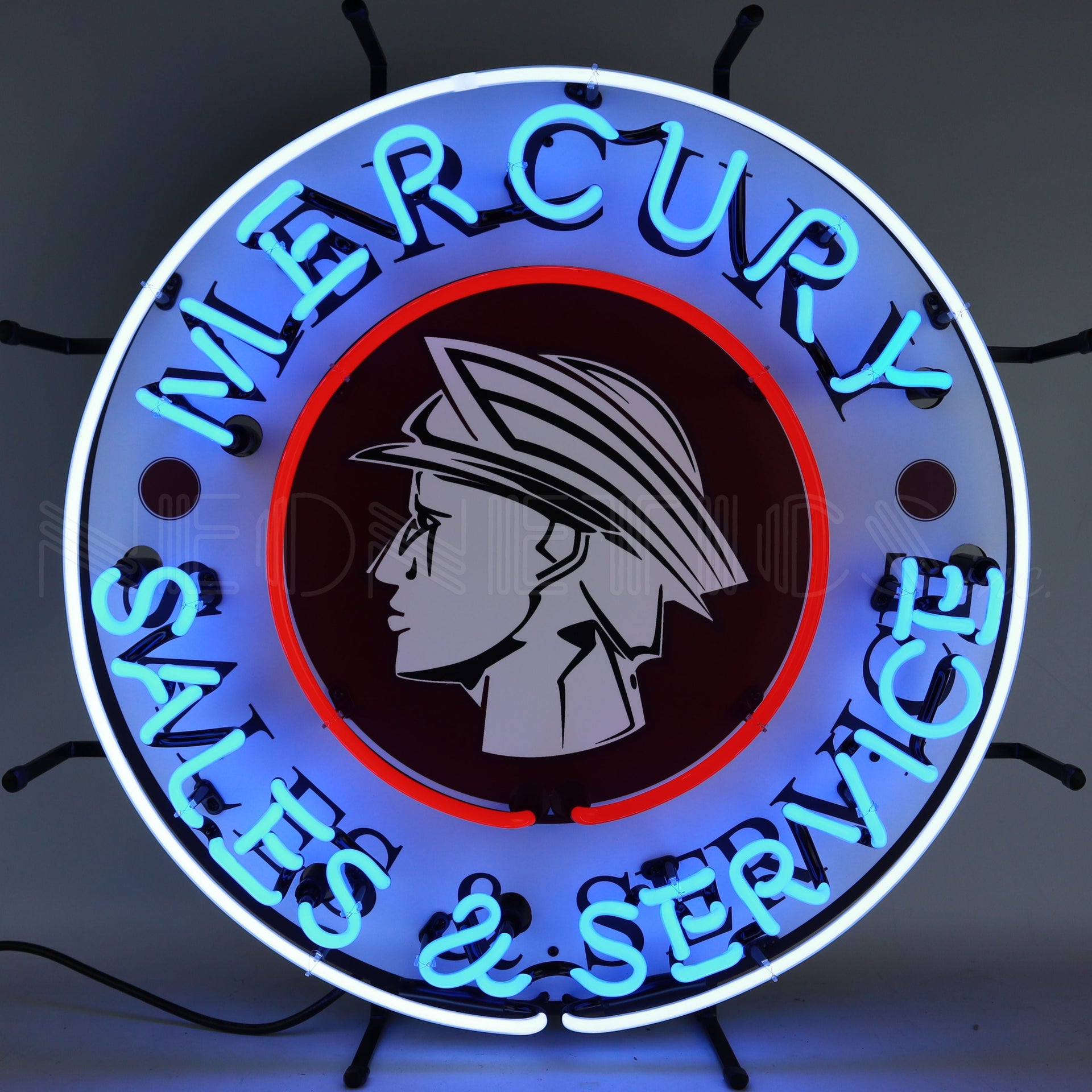NEONETICS Mercury Sales and Service Neon Sign illuminated neon sign