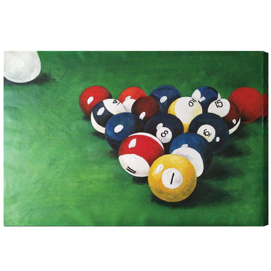 RAM Game Room- OIL PAINTING ON CANVAS - RACKED BILLIARD BALLS - The Bar Warehouse