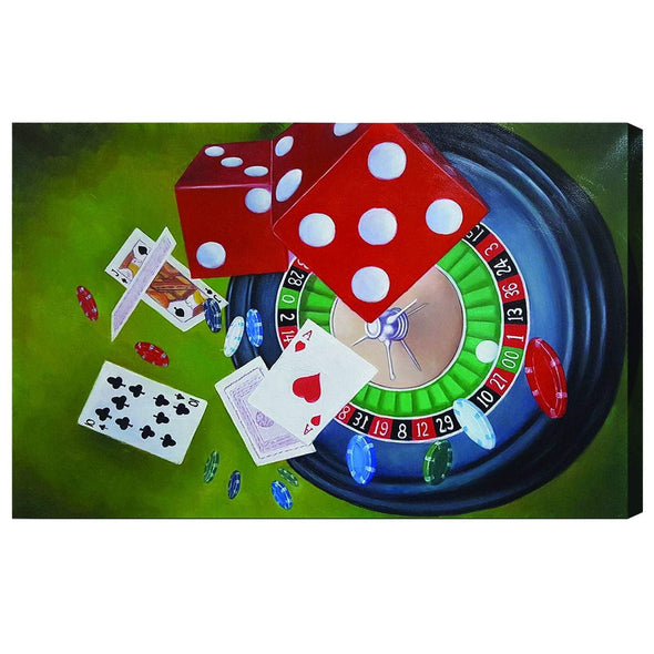 RAM Game Room- OIL PAINTING ON CANVAS - ROULETTE & DICE - The Bar Warehouse