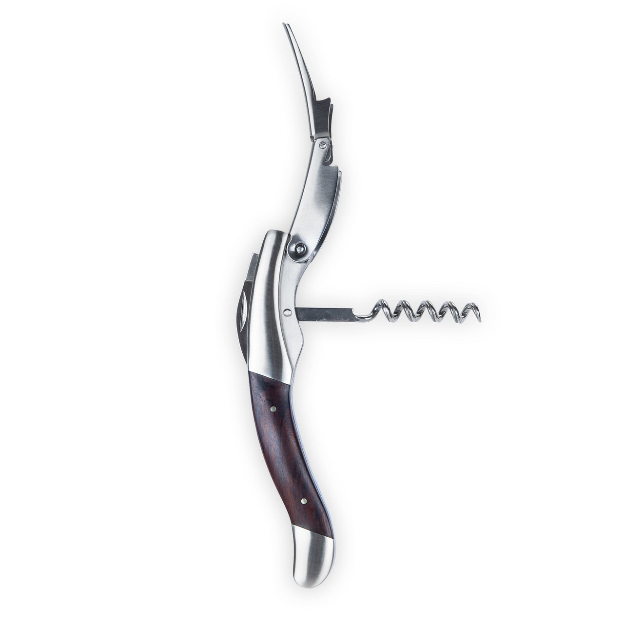 Admiral Oversized Double Hinged Corkscrew with Ebony Wood Inlay by Viski - detail view