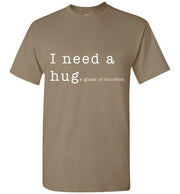 Whiskey T Shirt - I Need a Huge Glass of Bourbon - detail view