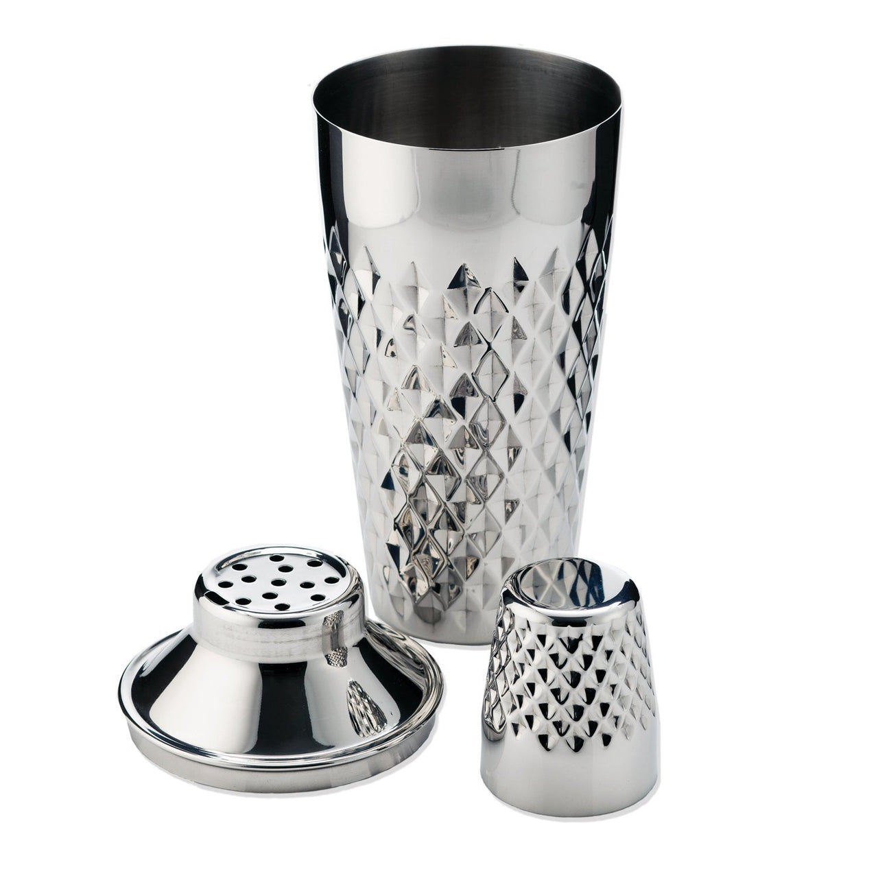 Irving Faceted Cocktail Shaker in Stainless Steel by Viski - detail view