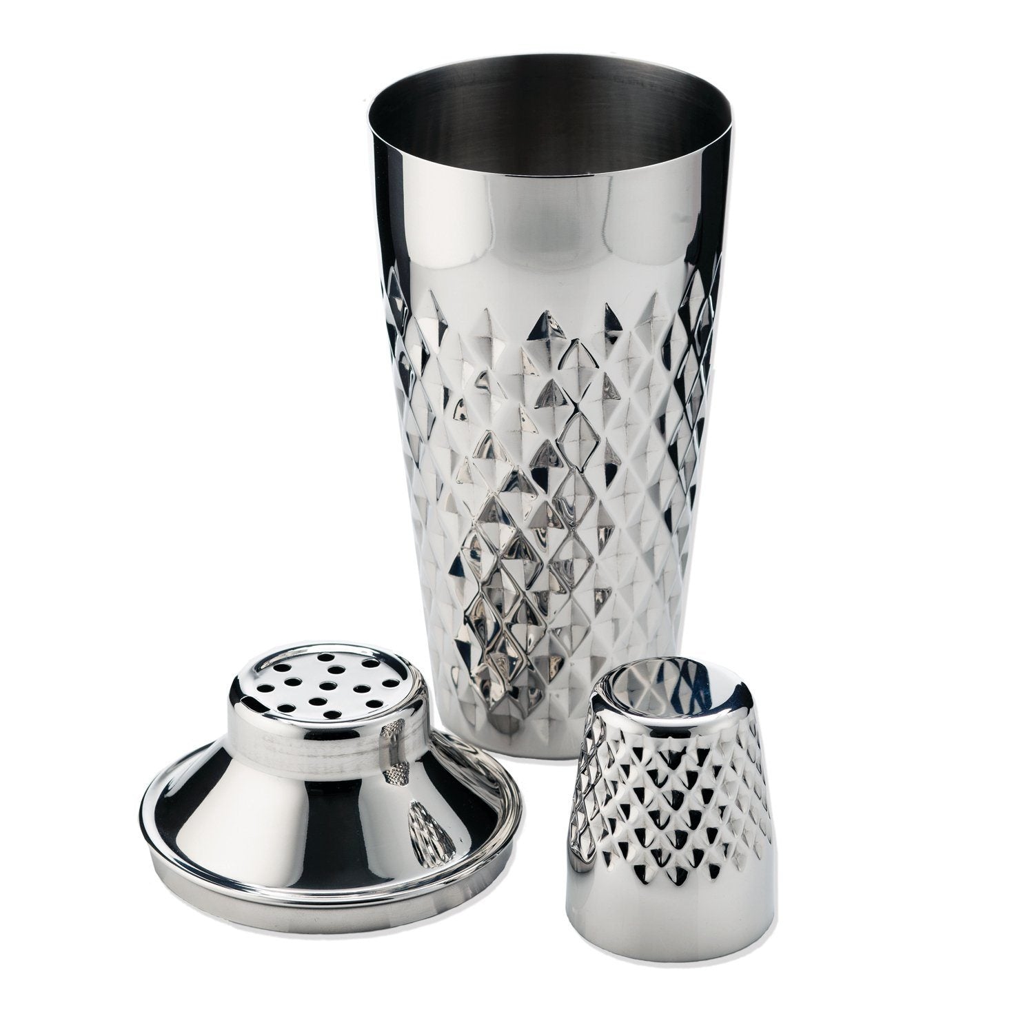 Irving Faceted Cocktail Shaker in Stainless Steel by Viski - detail view