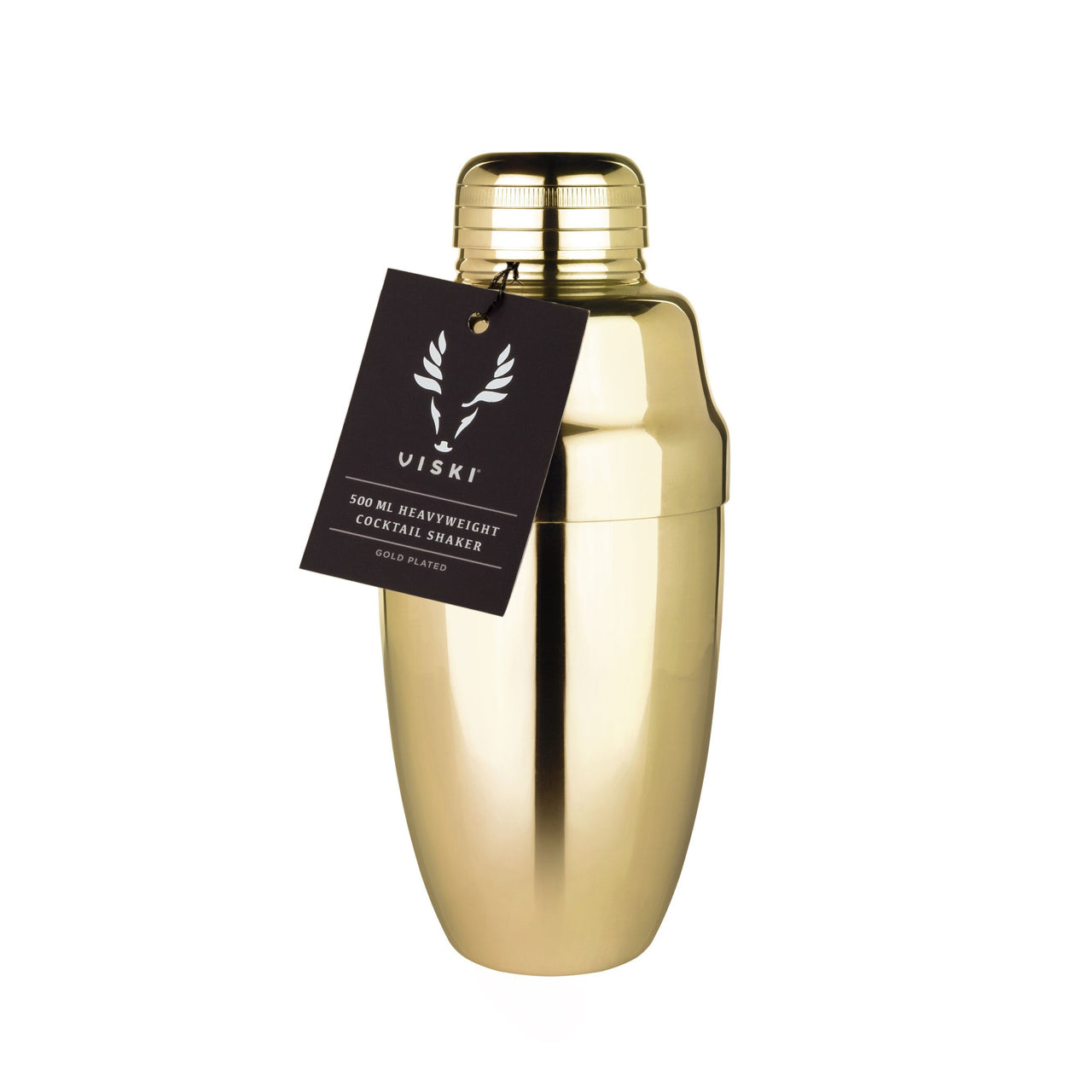 Belmont Heavyweight Cocktail Shaker in Gold by Viski - detail view