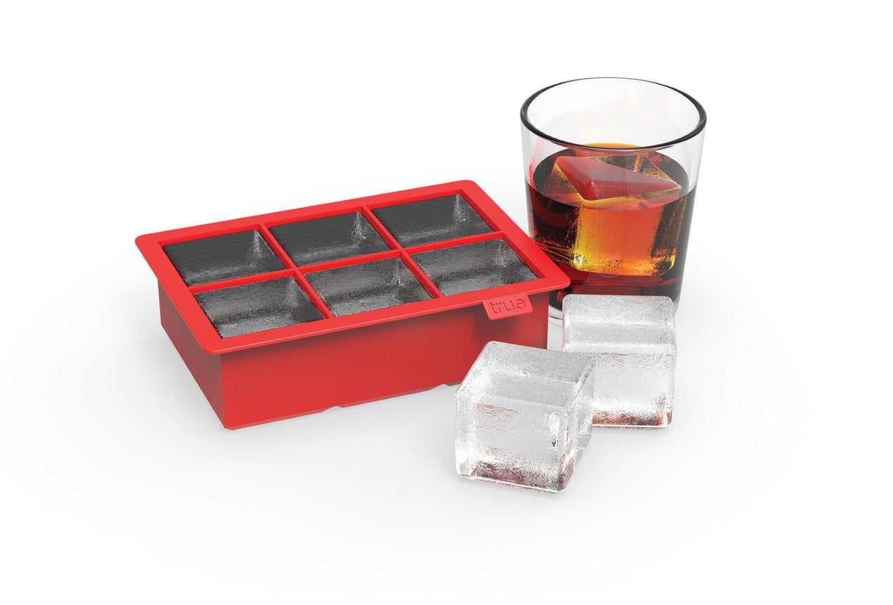 Colossal 2" Silicone Ice Cube Tray in Red by True - detail view