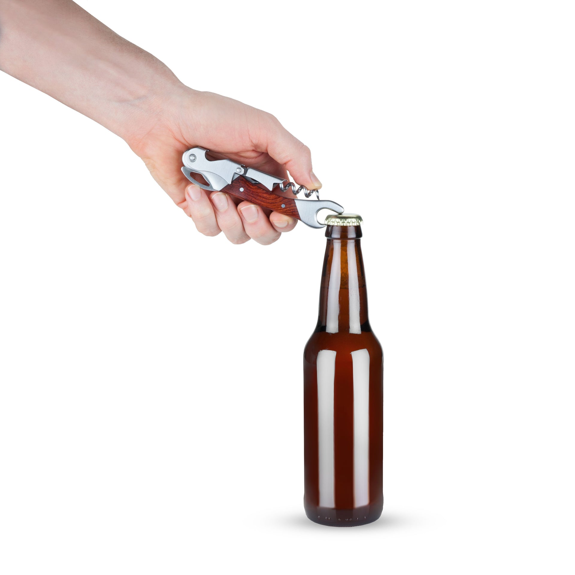 Corkscrew / Wine Key - Admiral Double Opener by Viski - in use