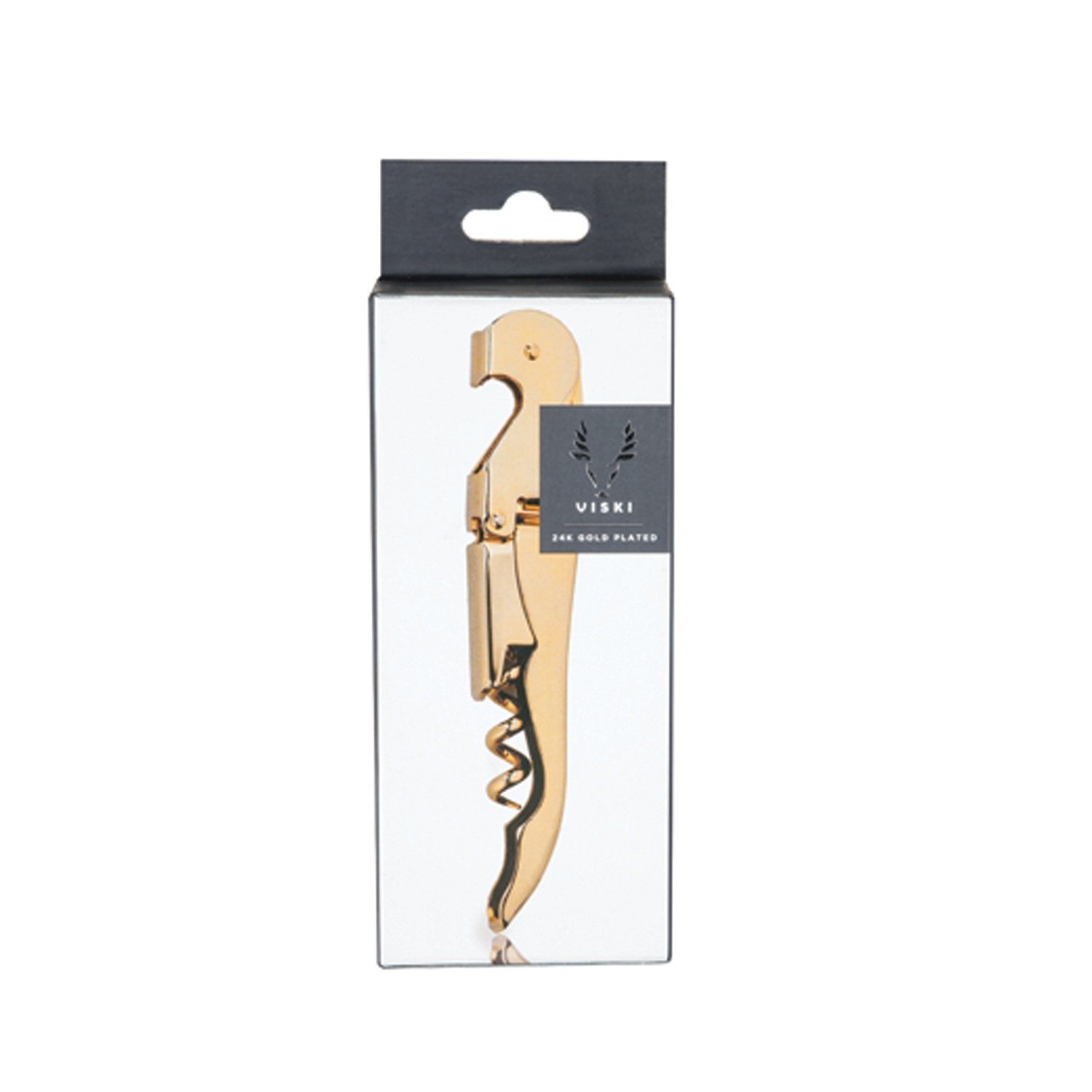 Belmont Signature Double Hinged Corkscrew in Gold by Viski - lifestyle shot