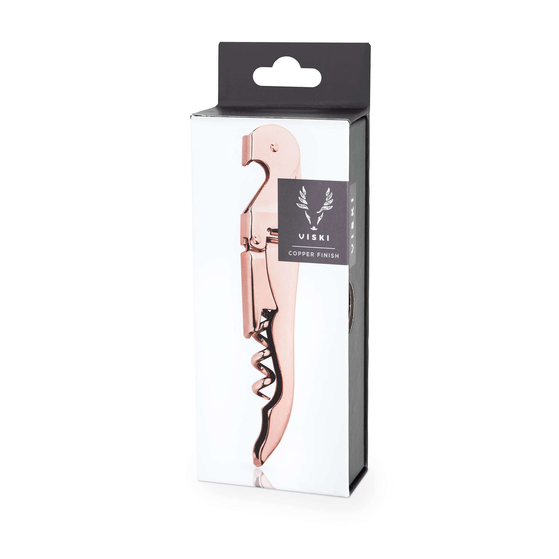 Summit Signature Double Hinged Corkscrew in Copper by Viski - alternate angle