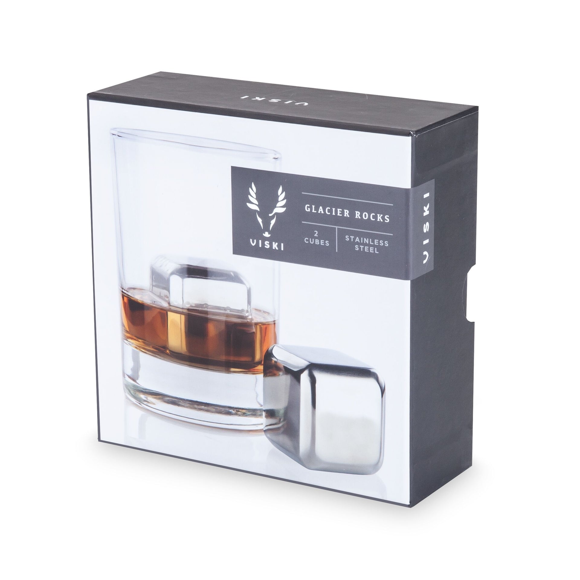 Glacier Rocks Large Cubes in Stainless Steel, Set of 2 by Viski - lifestyle shot