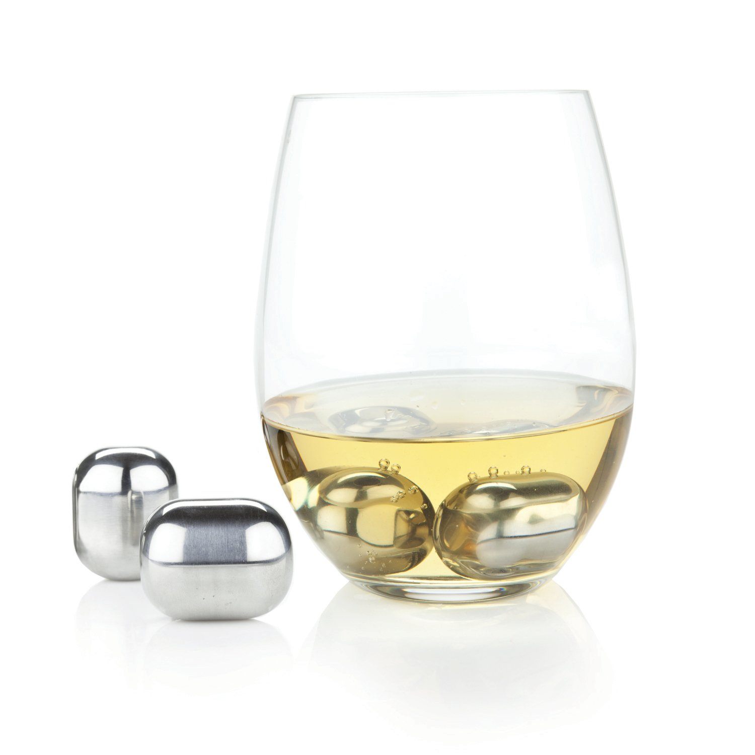 Glacier Rocks Wine Globes in Stainless Steel, Set of 4 by Viski barware
