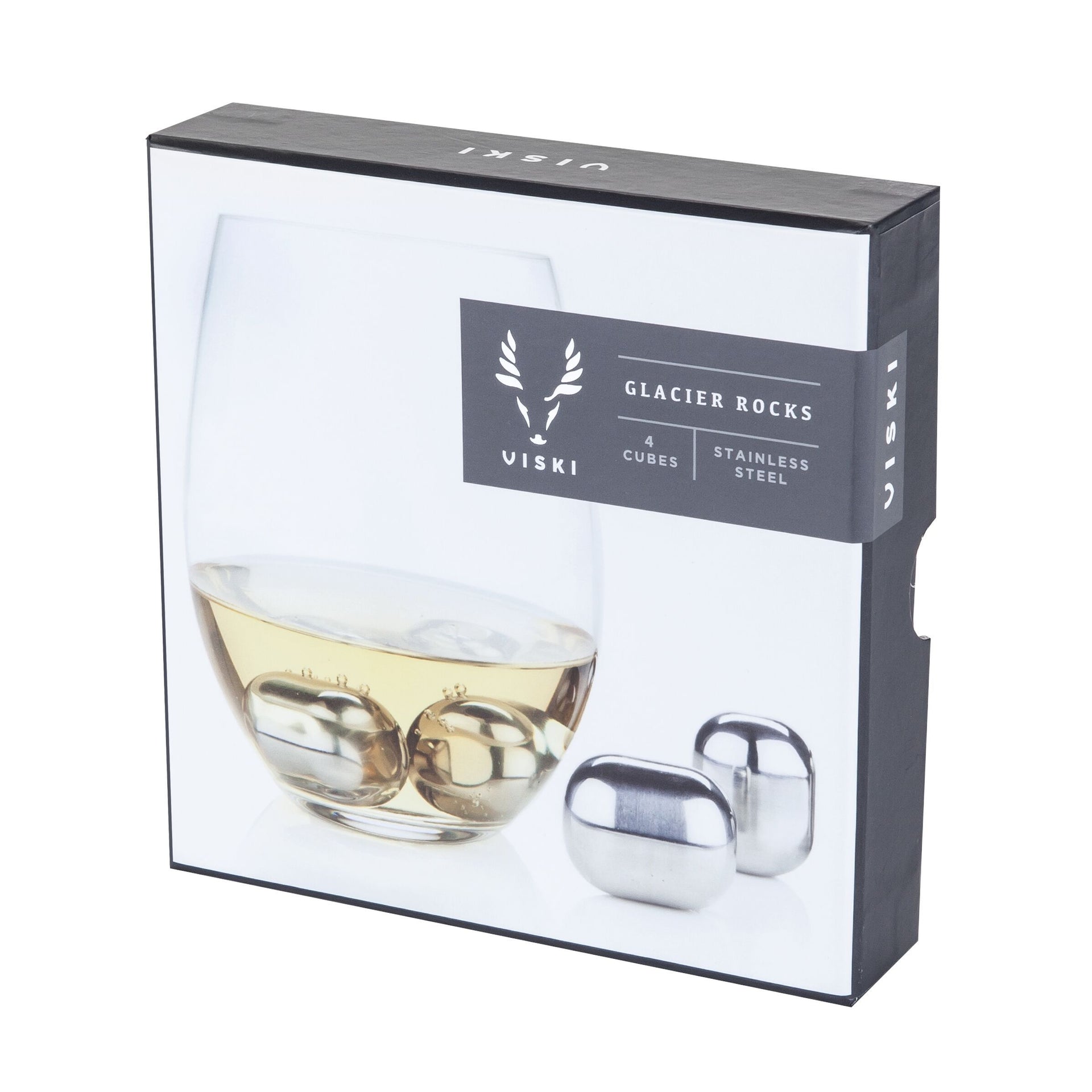 Glacier Rocks Wine Globes in Stainless Steel, Set of 4 by Viski - alternate angle