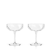 Champagne Glasses - Seneca Crystal Faceted Coupes, Set of 2 by Viski - detail view