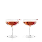 Champagne Glasses - Seneca Crystal Faceted Coupes, Set of 2 by Viski barware