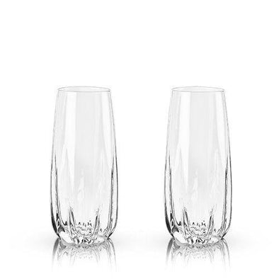 Champagne Glasses - Raye Crystal Cactus Stemless Champagne Flute by Viski (set of 2) - The Bar Warehouse