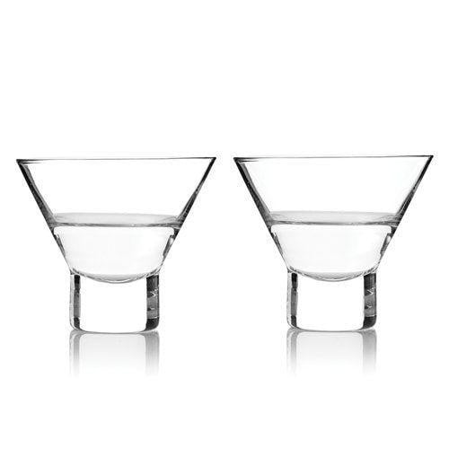 Heavy Base Crystal Martini Glasses by Viski (set of 2) - detail view