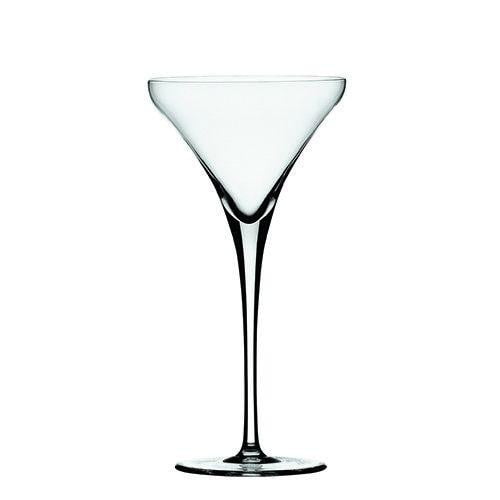 Single Spiegelau Willsberger 9.2 oz martini glass profile on white