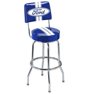 Ford Stripes Backrest Bar Stool wood