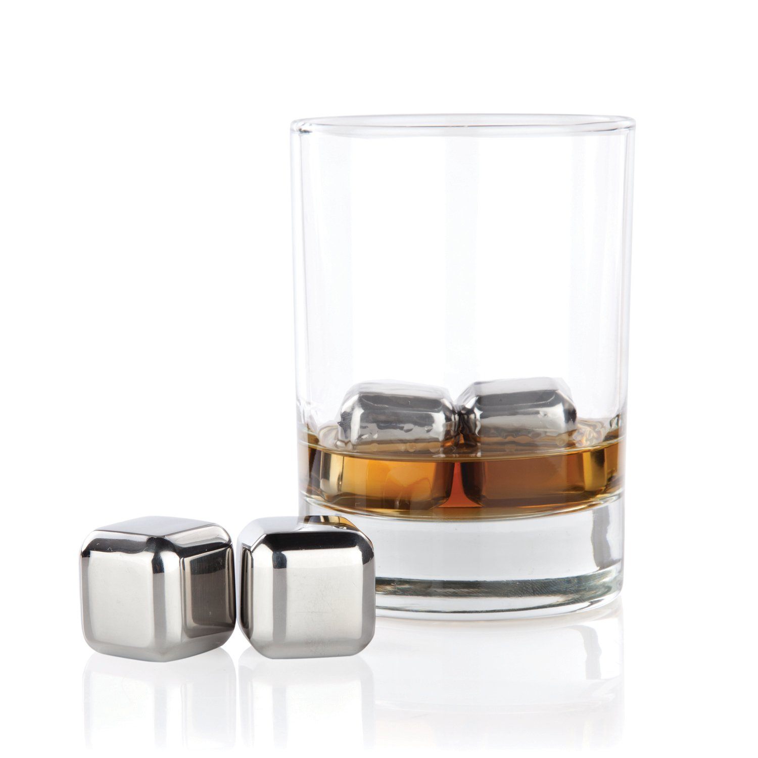 Glacier Rocks Small Cubes in Stainless Steel, Set of 4 by Viski barware
