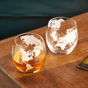 Globe Whiskey Tumblers Set of 2 By Viski - detail view