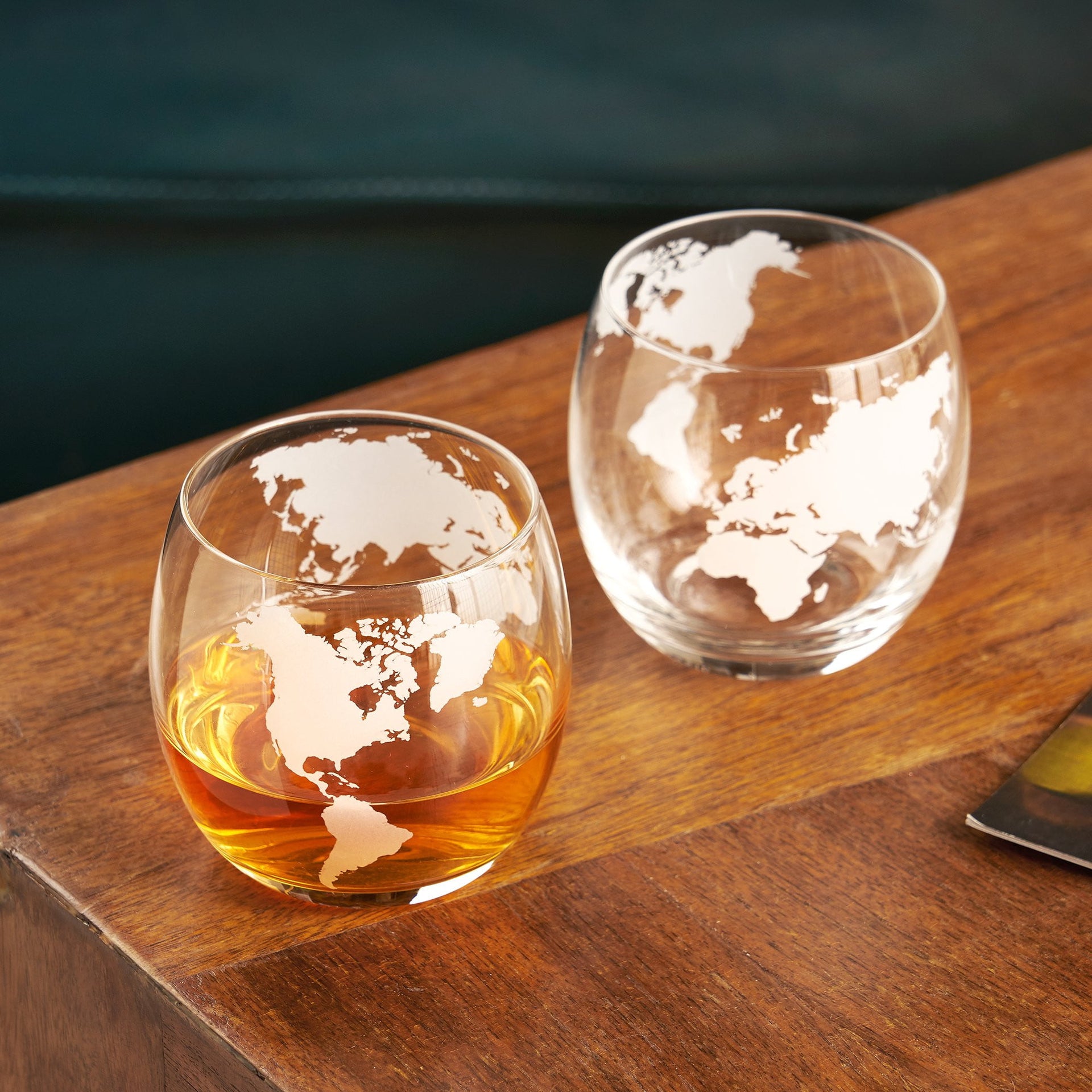 Globe Whiskey Tumblers Set of 2 By Viski - detail view