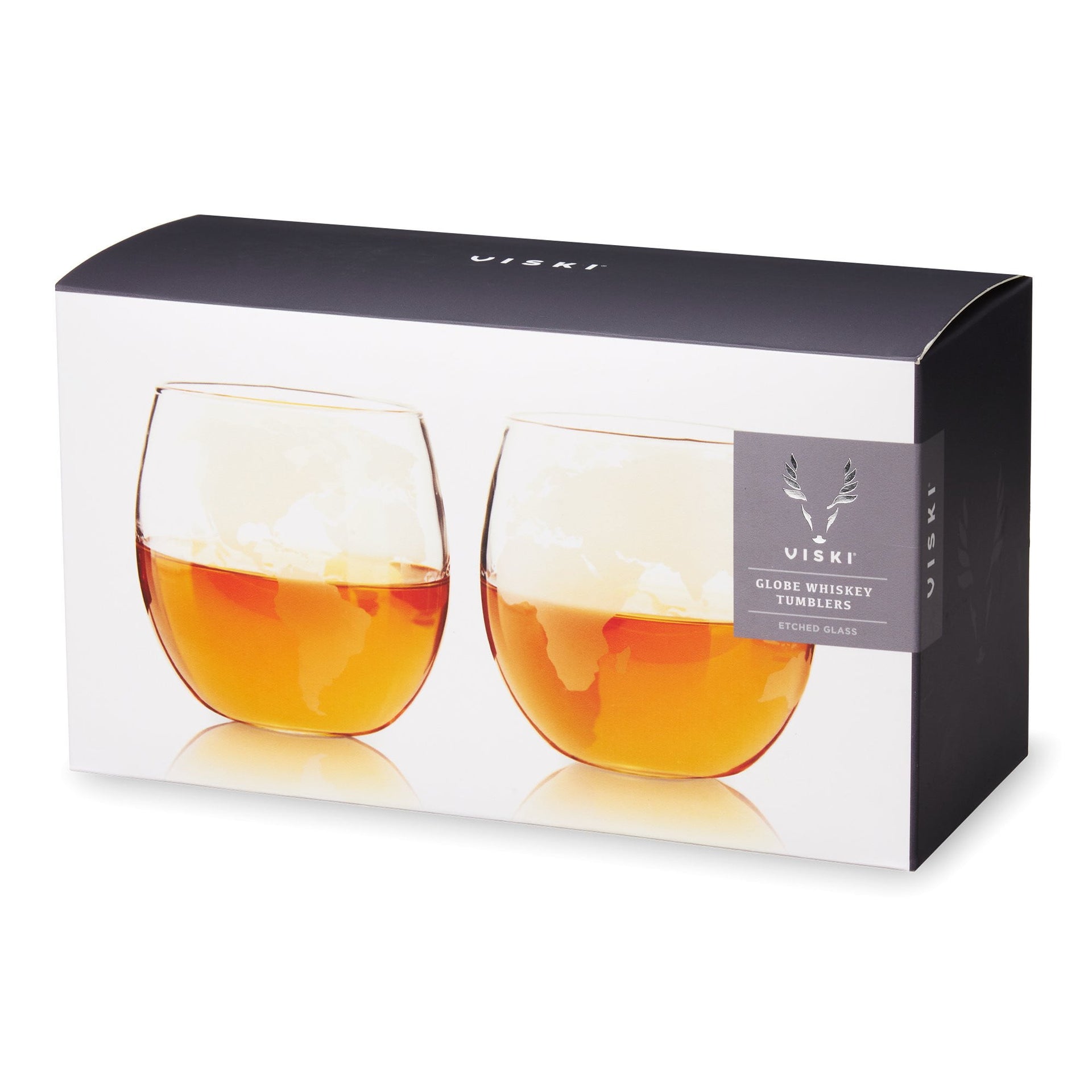 Globe Whiskey Tumblers Set of 2 By Viski - in use