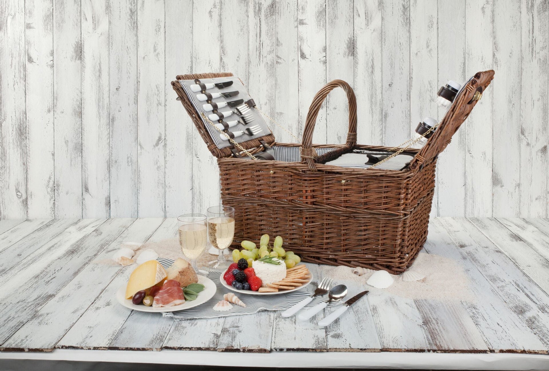 Cape Cod Wicker Picnic Basket Set by Twine - lifestyle shot