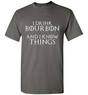 Whiskey T-Shirt - I Drink Bourbon And I Know Things - Dark - alternate angle