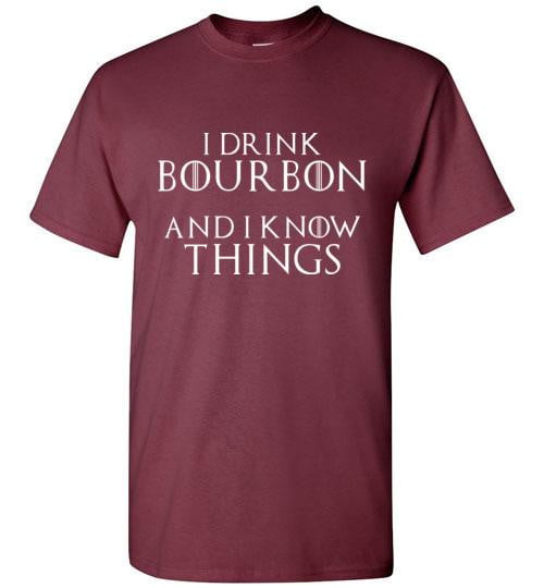 Whiskey T-Shirt - I Drink Bourbon And I Know Things - Dark - packaging
